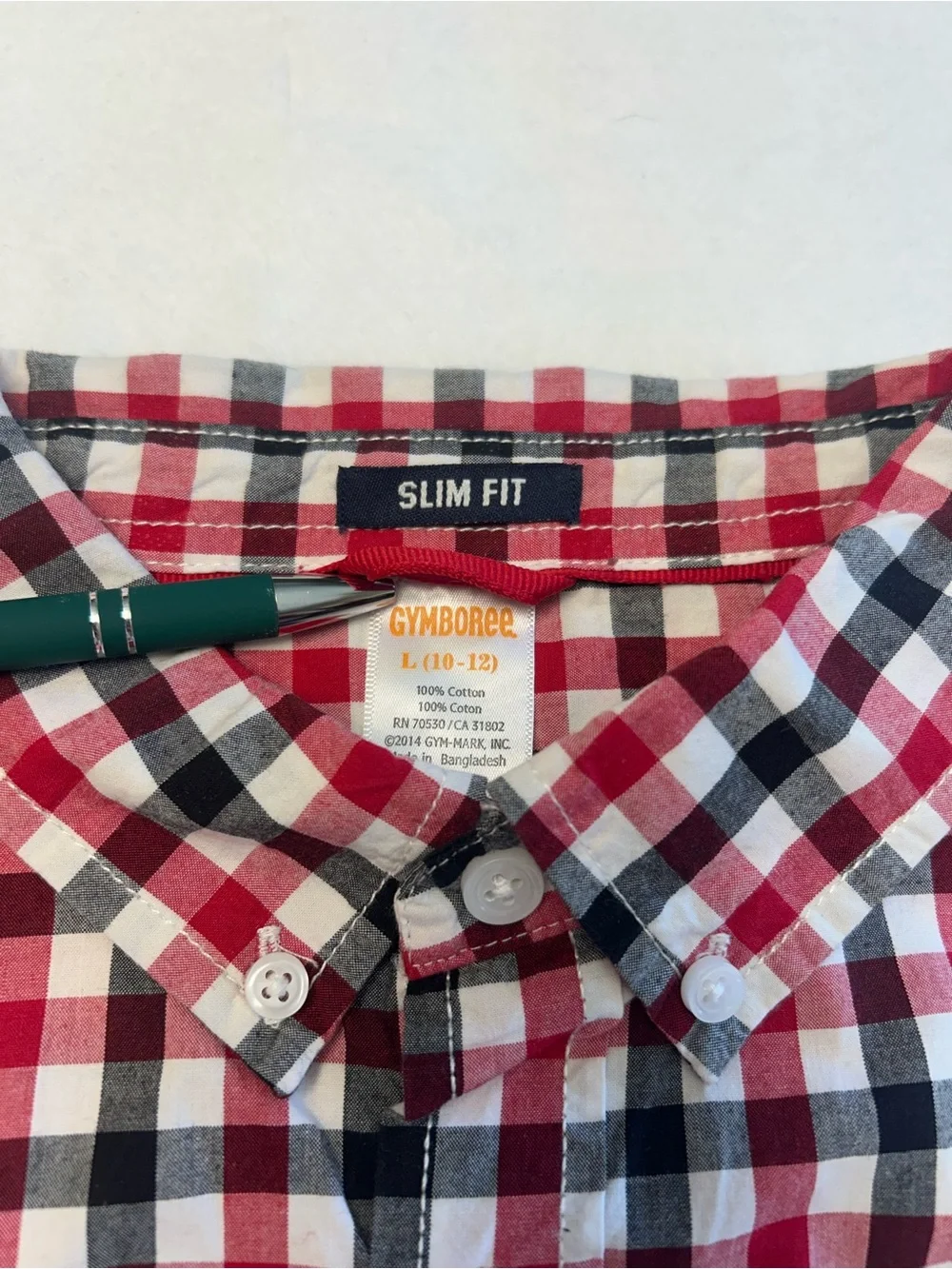 Gymboree Red Black White Plaid Button-Down Shirt Boys 10 100% Cotton